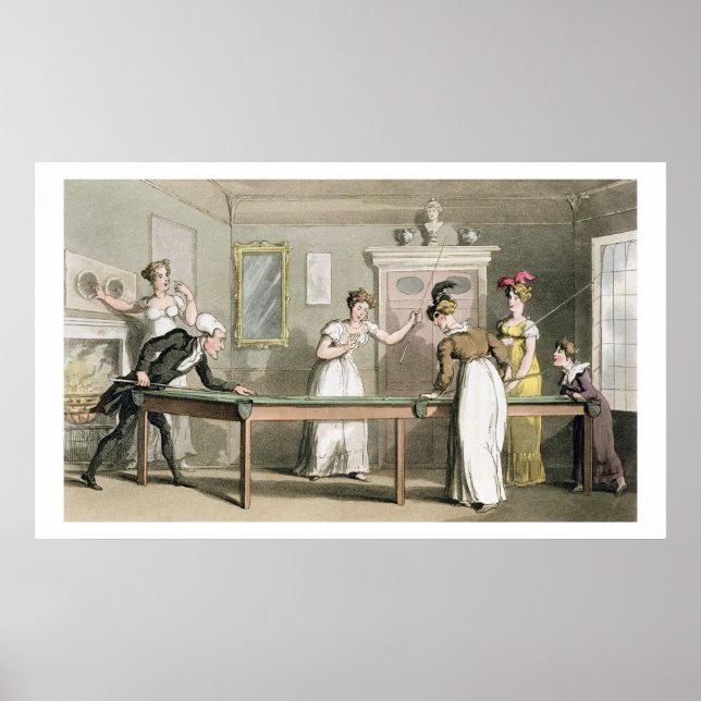 Poster The Billiard Table, de "The Tour of Dr Syntax in (Devant)