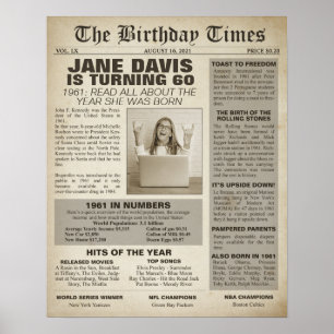Poster The Birthday Times 1961 Sign for a 60th birthday