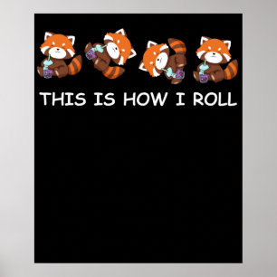 Poster Thé Boba Panda Rouge C'est comme ça que je roule