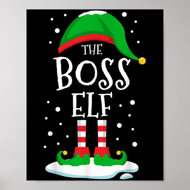 Poster The Boss Elf Christmas Family Matching Xmas Group  (Devant)