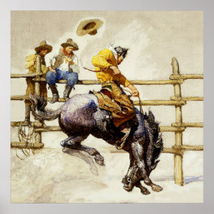 Poster "The Bucking Bronco" Par NC Wyeth