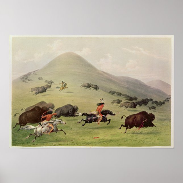 Poster The Buffalo Hunt, c.1832 (Devant)