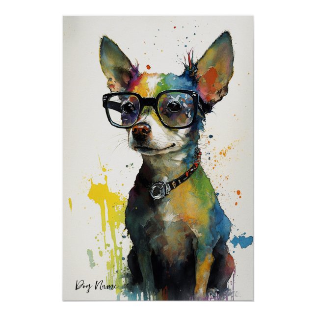 Poster The Chihuahua Dog With Sunglasses - Composition010 (Devant)