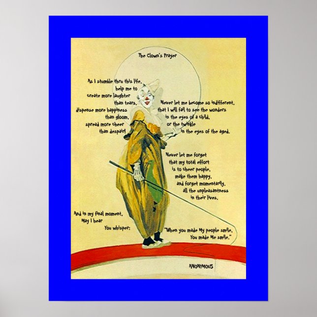POSTER ~THE CLOWN'S PRAYER EXPLIQUE LE CLOWN PLAYF (Devant)