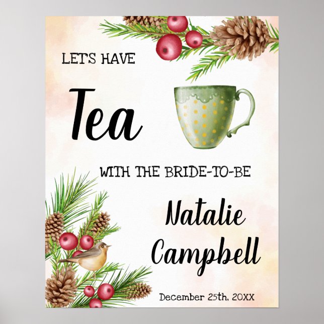 Poster Thé de bienvenue Mariage Jour de Noël Création (Devant)