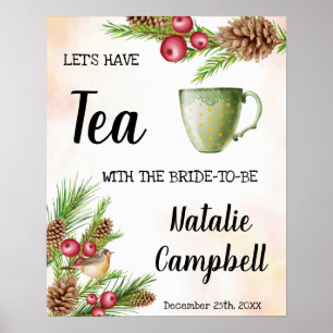 Poster Thé de bienvenue Mariage Shower Design de Noël