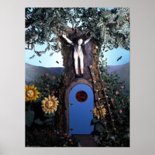 Poster Thé de sang et poupée à cordes rouges dans l'arbre