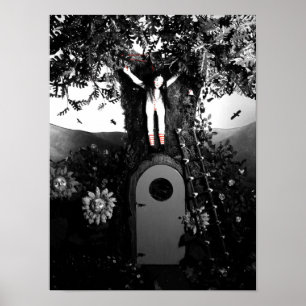 Poster Thé de sang et poupée à cordes rouges dans l'arbre