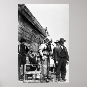 Poster The Diver Vintage Hard Hat Scuba