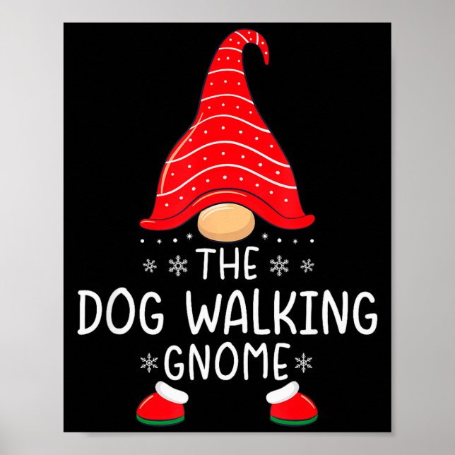 Poster The Dog Walking Gnome Xmas Family Matching Funny C (Devant)