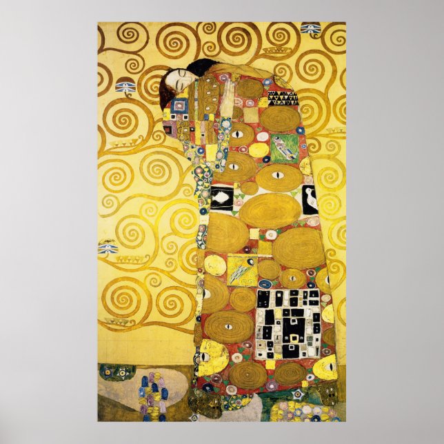 Poster The Embrace (Fulfillment) de Gustav Klimt (1905) (Devant)