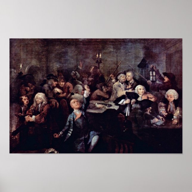 Poster The Gambling Den " Par Hogarth William (Devant)