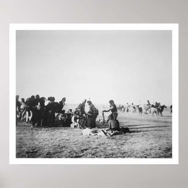 Poster The Ghost Dance, Dakota du Sud, 1890 (photo b/w) (Devant)