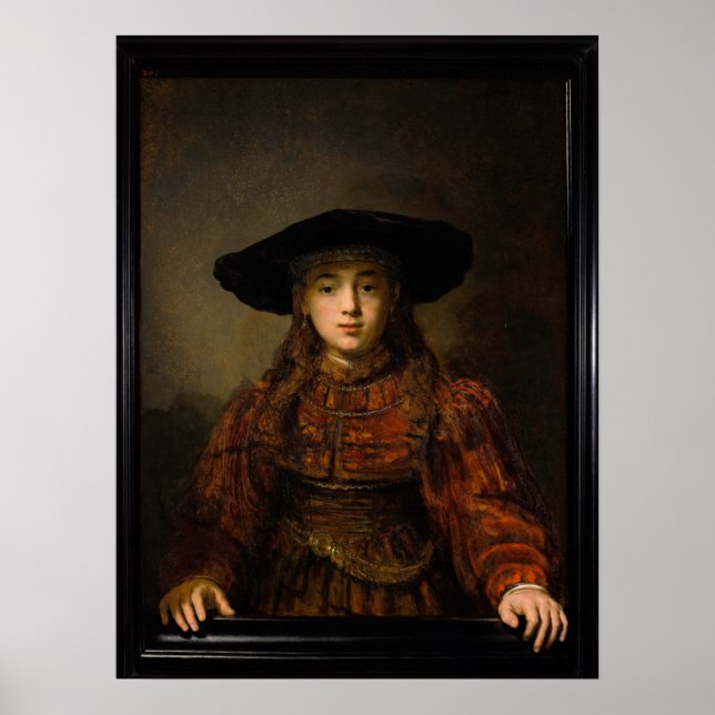 Poster The Girl in a Picture Frame by Rembrandt (Devant)