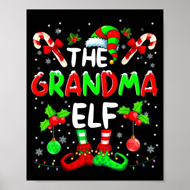 Poster The Grandma Elf Costume Pajamas Pjs Christmas Xmas (Devant)
