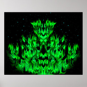 Poster The green Flame Monster in The Starlight Sky
