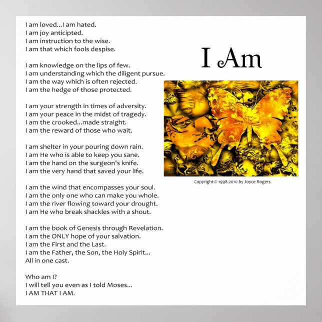 Poster The I Am Poem - Personnalisable (Devant)