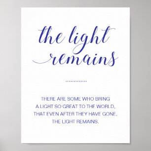 Poster The Light Remains Navy Blue Memorial Wedding
