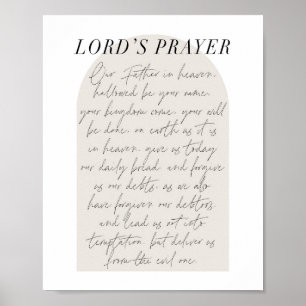 Poster The Lord's Prayer Minimal Boho Beige Arch Script