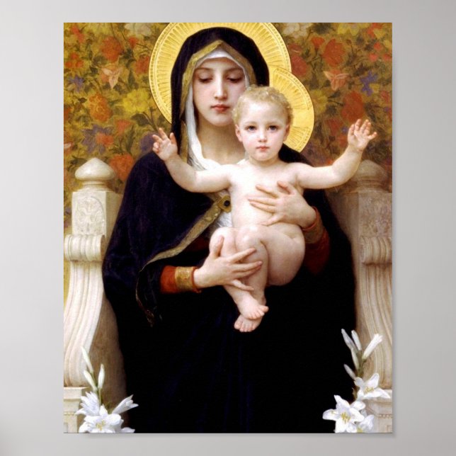 Poster The Madonna Of Lilies William Adolphe Bouguereau (Devant)