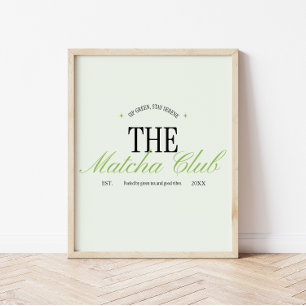 Poster 'The Matcha Club' Vert Script Rétro