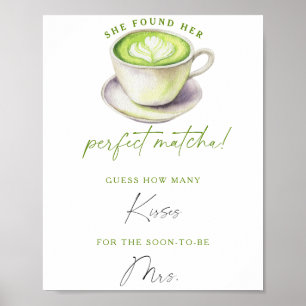 Poster Thé matcha douche de mariée Combien de baisers