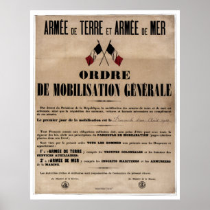 Poster The Mobilization in France on August 1, 1914