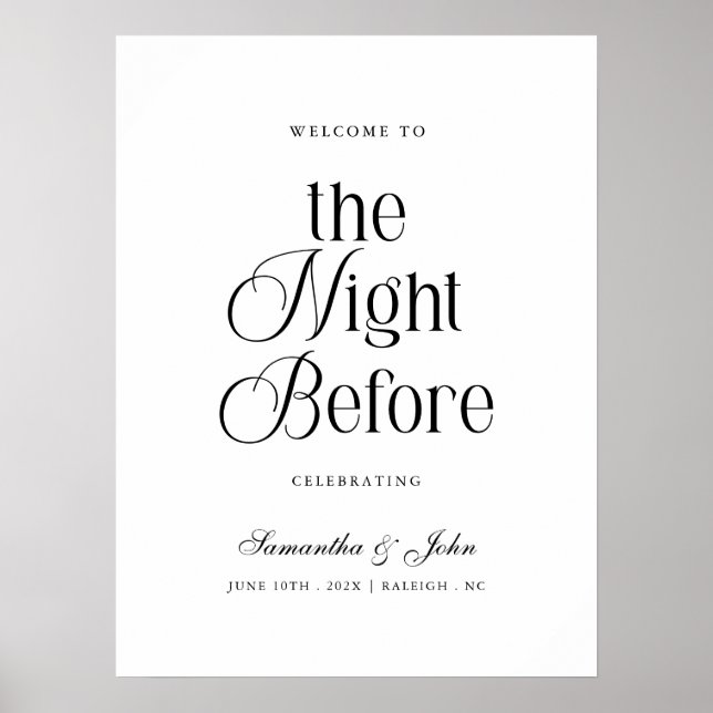 Poster The Night Before Rehearsal Dinner Welcome Sign (Devant)