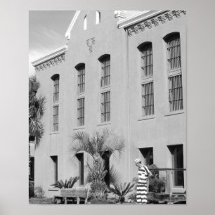 Poster The Old Jail St. Augustine Florida B&W Photo