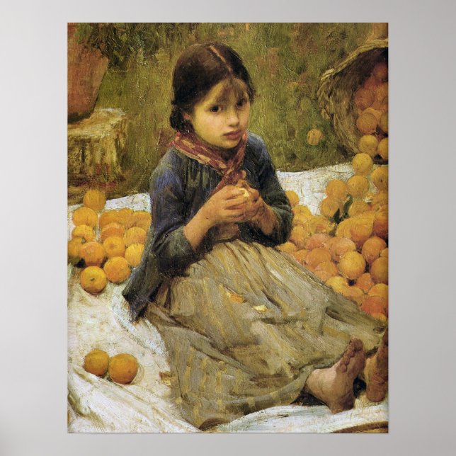 Poster The Orange Gatherers (détail) J W Waterhouse (Devant)