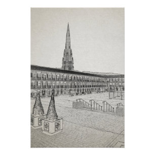 Poster The Piece Hall, Halifax, Esquisse architecturale