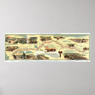 Poster The Pony Express Route: American History 1860-1861