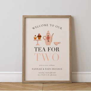 Poster Thé pour deux   Baby shower Tea Party