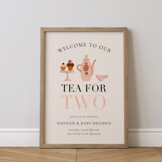 Poster Thé pour deux | Baby shower Tea Party (Créateur téléchargé)