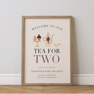 Poster Thé pour deux   Tea Party Purple Baby shower