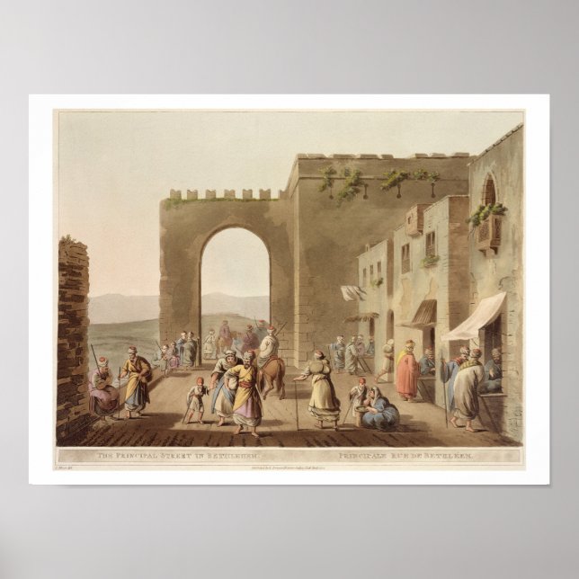 Poster The Principal Street à Bethléem, from 'Views of (Devant)