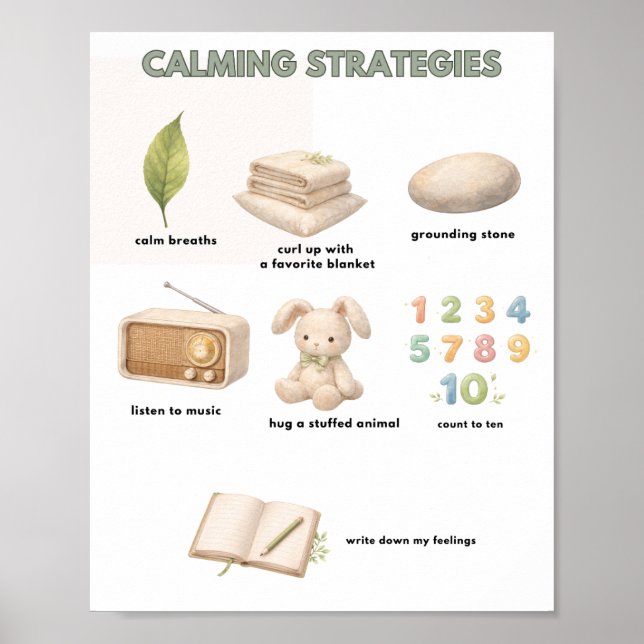 Poster The Quiet Grove Calming Strategies (Devant)