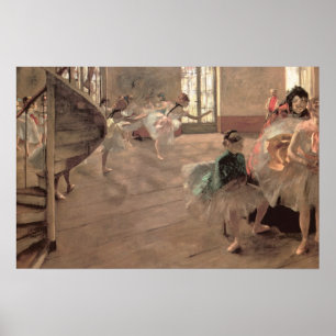 Poster The Rehearsal by Edgar Degas, Vintage Ballet Art