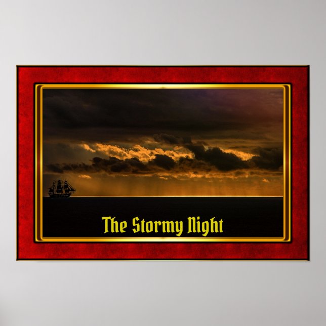 Poster The Stormy Night - Galleon at Sunset (Devant)