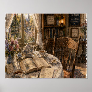 Poster Thé, vapeur et histoires inachevées, Assiette RH-W