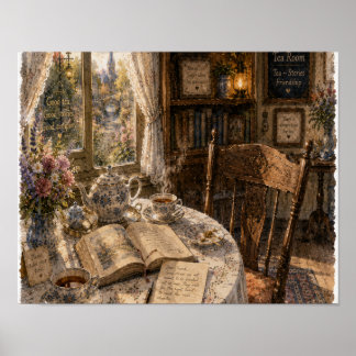 Poster Thé, vapeur et histoires inachevées, Assiette RH-W