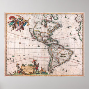 Poster The Visscher map of the New World