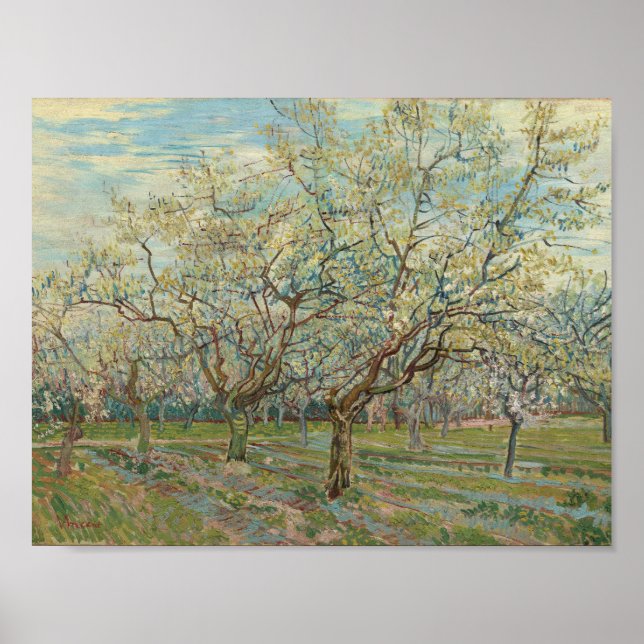 Poster The White Orchard Arles, avril 1888 Vincent van Go (Devant)