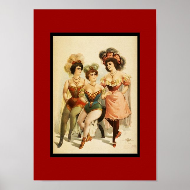 Poster Théâtre Vintage Trois Femmes (Devant)