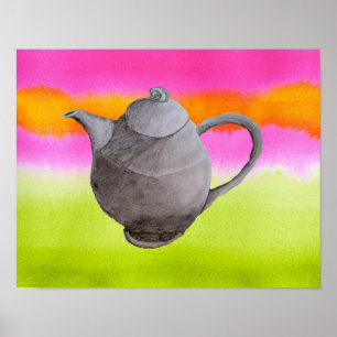 Poster Théière arc-en-ciel art de cuisine artistique