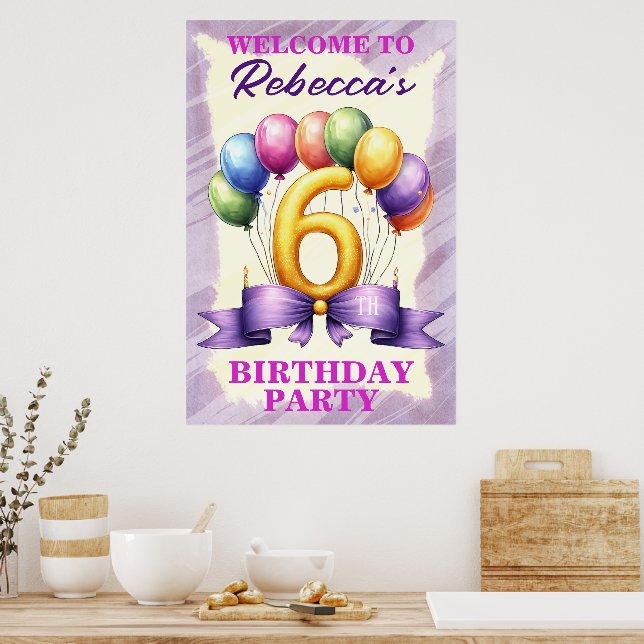 Poster Thème Balloon 6e anniversaire (Cuisine)