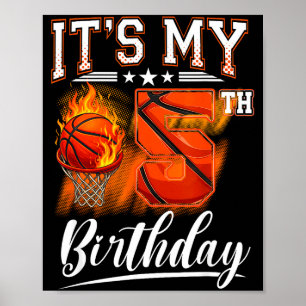 Poster thème basket-ball pour 5e anniversaire 5 ans anniv