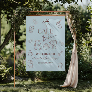 Poster Thème Café Bleu Café Bebe Garçon Baby Shower