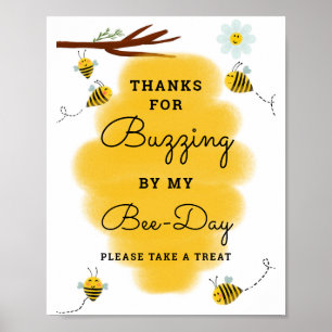 Poster Thème d'abeille Anniversaire Fête Favoriser Signal