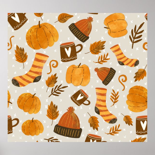 Poster Thème d'automne Motif en mosaïque (Devant)